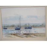 Ray Balkwill (b. 1948) Wes Country Artist, 'Incoming Tide, The Exe at Lympstone', Watercolour,