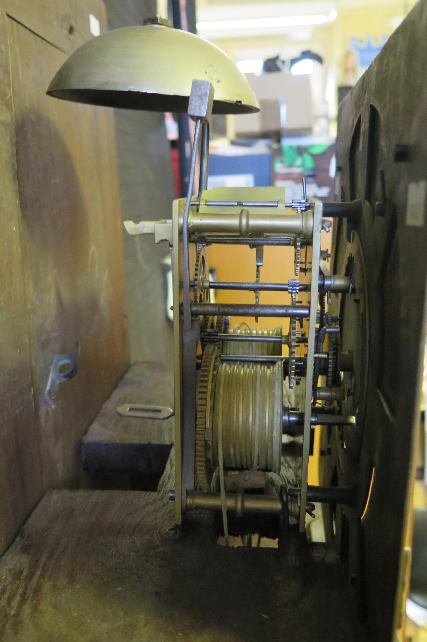 Taylor Oxford, a 19th century oak longcase clock, having a square hood, the trunk with plain panel - Image 4 of 6