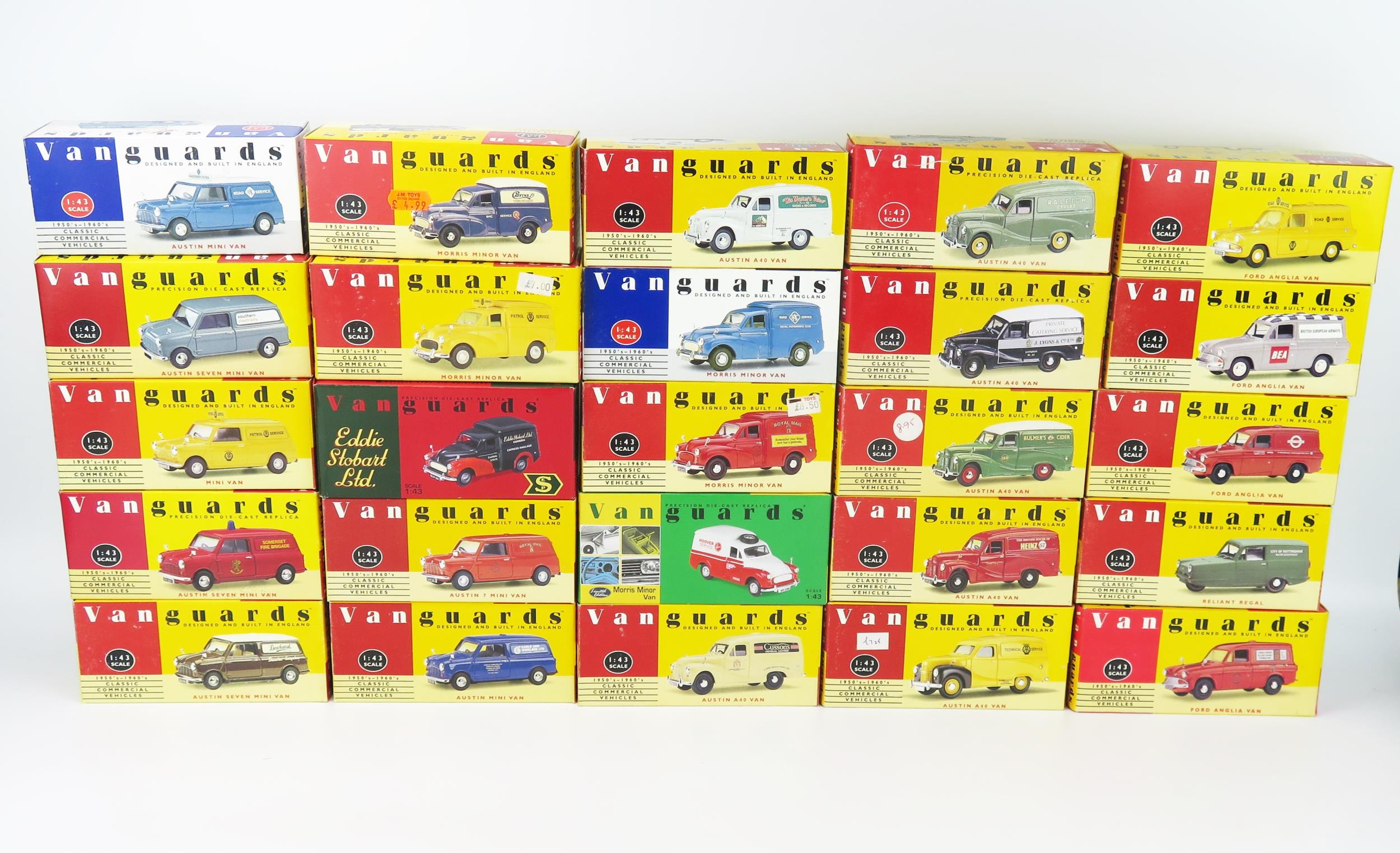 Vanguards 1:43 Collection of 25 Model Vans Including Austin Mini Vans, Morris Minor Vans, Austin A40