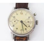WWII Lemania HS9 Royal Navy Fleet Air Arm Mono-pusher Chronograph Wristwatch, series 1, sterile