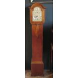An oak cased dwarf longcase clock of arched outline, with 18cm arched silvered Roman dial, the