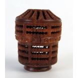 19th Century Carved Coquilla Nut Container with pierced decoration, 5.5cm. Faults