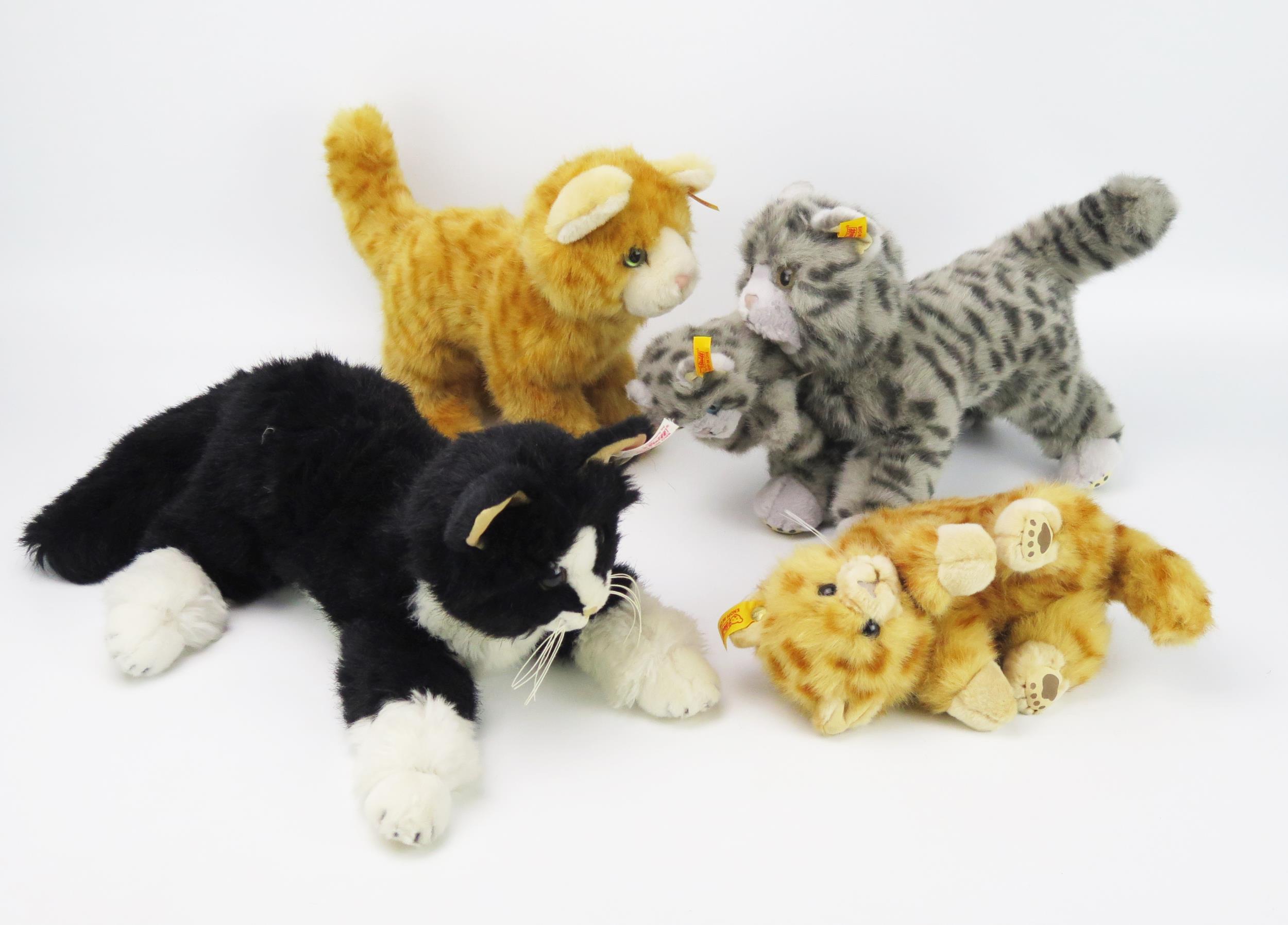 Steiff Cat Group including Koko Cat Limited Edition 036439, 074622, 074578, 074943