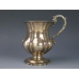 A William IV silver mug, maker Samuel Hayne & Dudley Carter, London, 1836, of lobed ovoid form