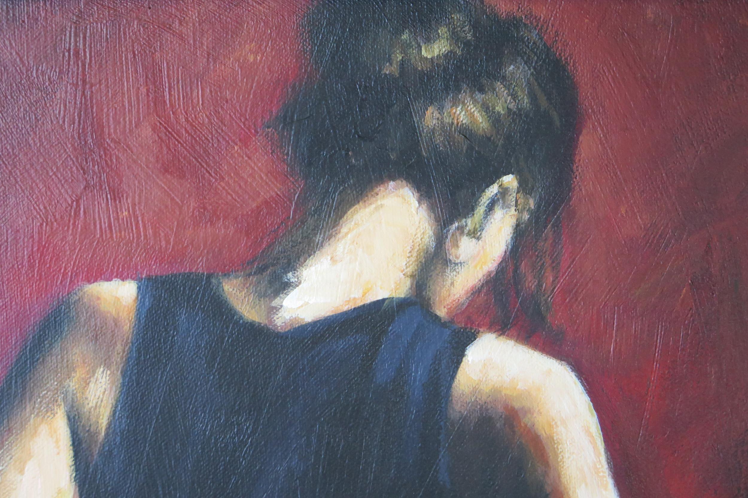 Fabian Perez, El Baile del Flamenco en Rojo II, original acrylic on canvas, signed and titled verso, - Image 3 of 6