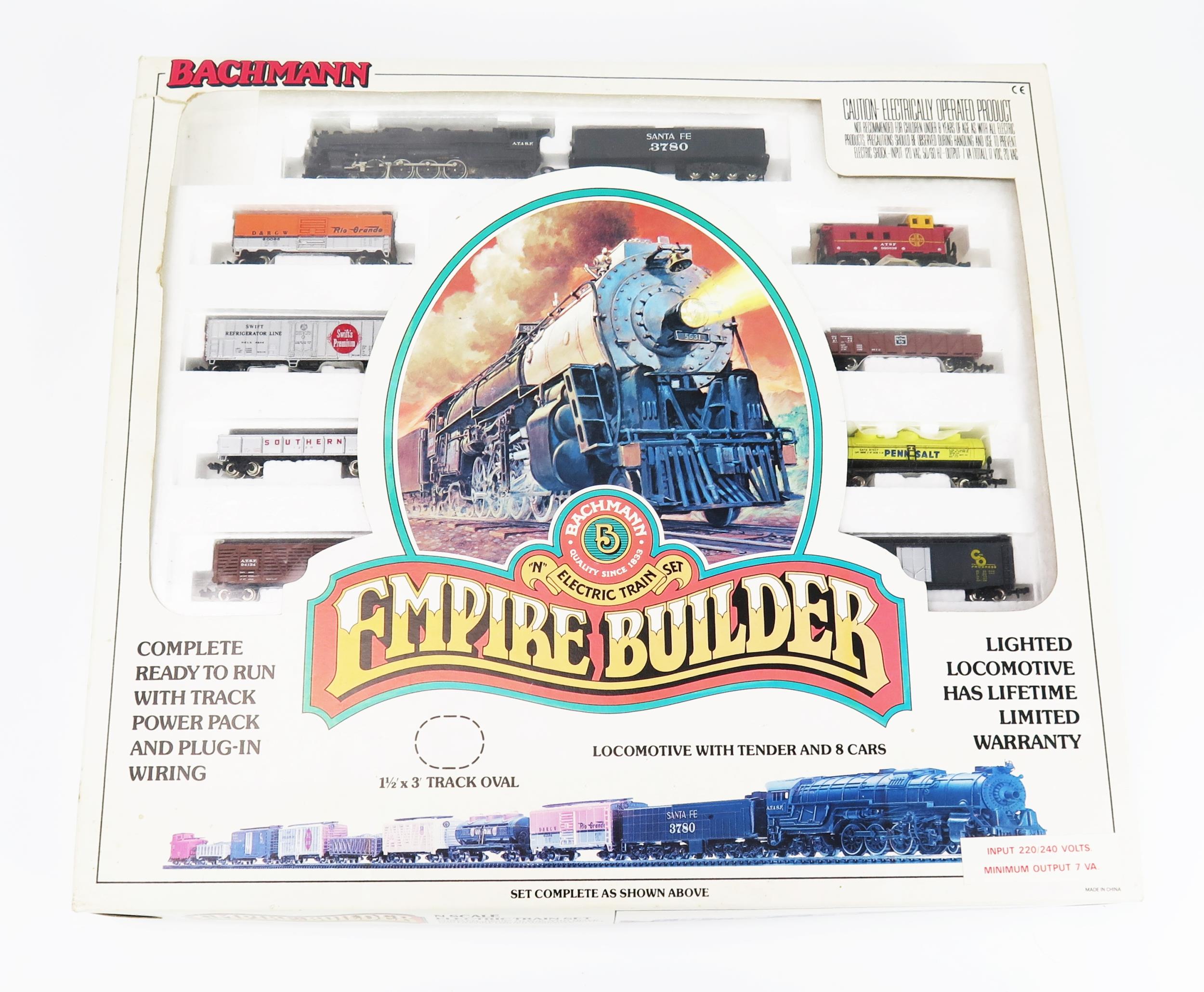 Bachmann N Gauge 24401 Empire Builder Train Set with Northern 4-8-4 "Santa Fe" Loco and Teder -