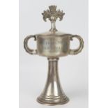 Arts & Crafts "CHILTERN MUSIC FESTIVAL" Two Handled Presentation Cup and cover decorated with a