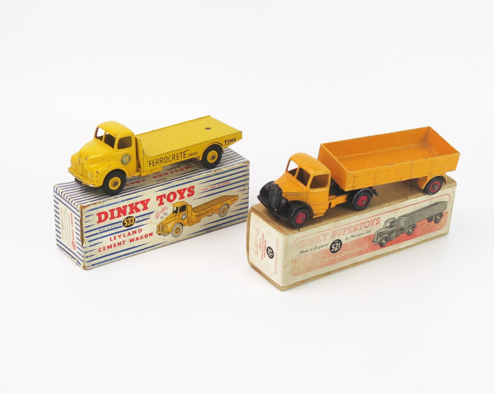 Dinky Commercial Vehicle Pair - (1) 521 Bedford Articulated Lorry - yellow, black wings, red