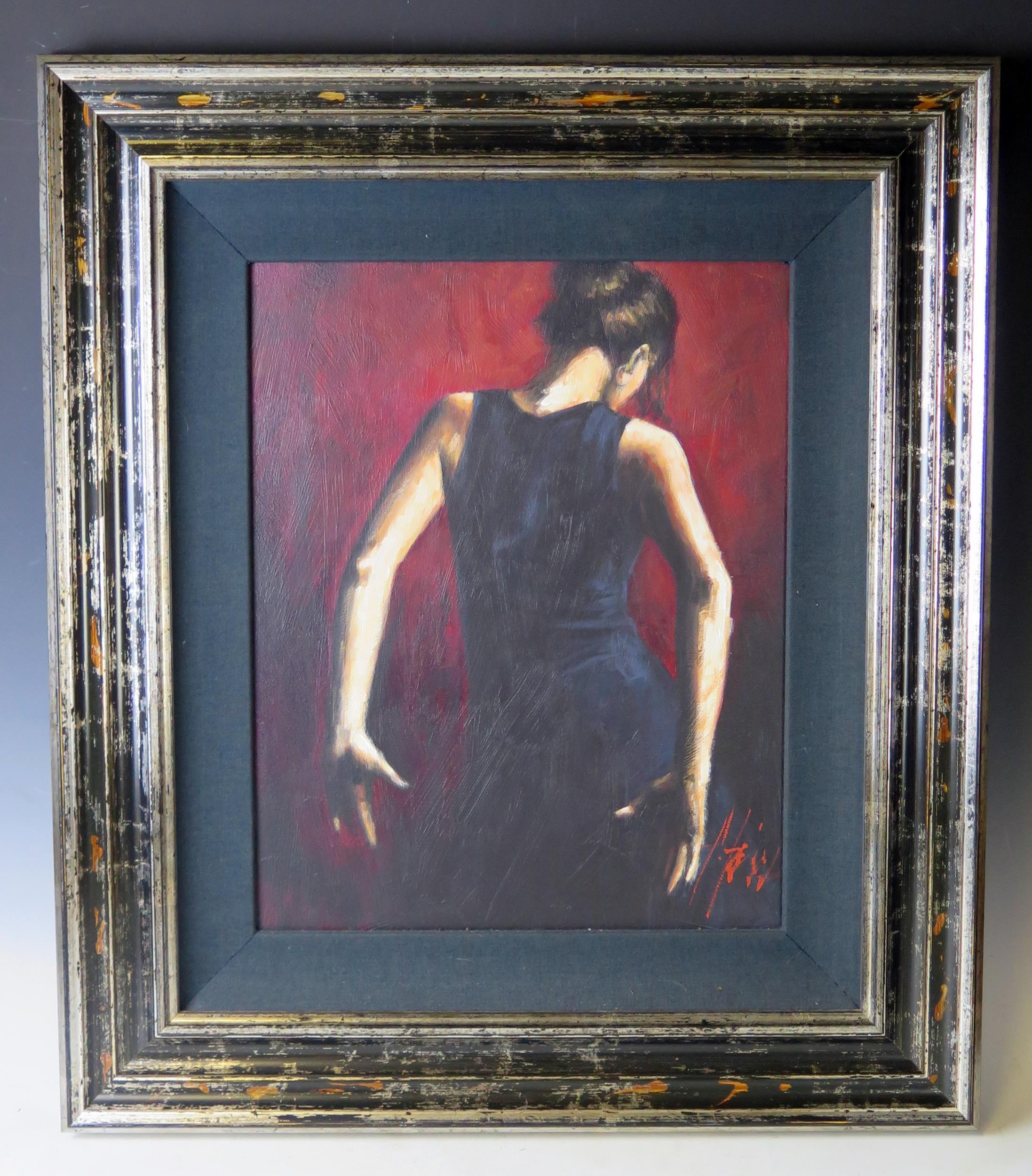 Fabian Perez, El Baile del Flamenco en Rojo II, original acrylic on canvas, signed and titled verso,