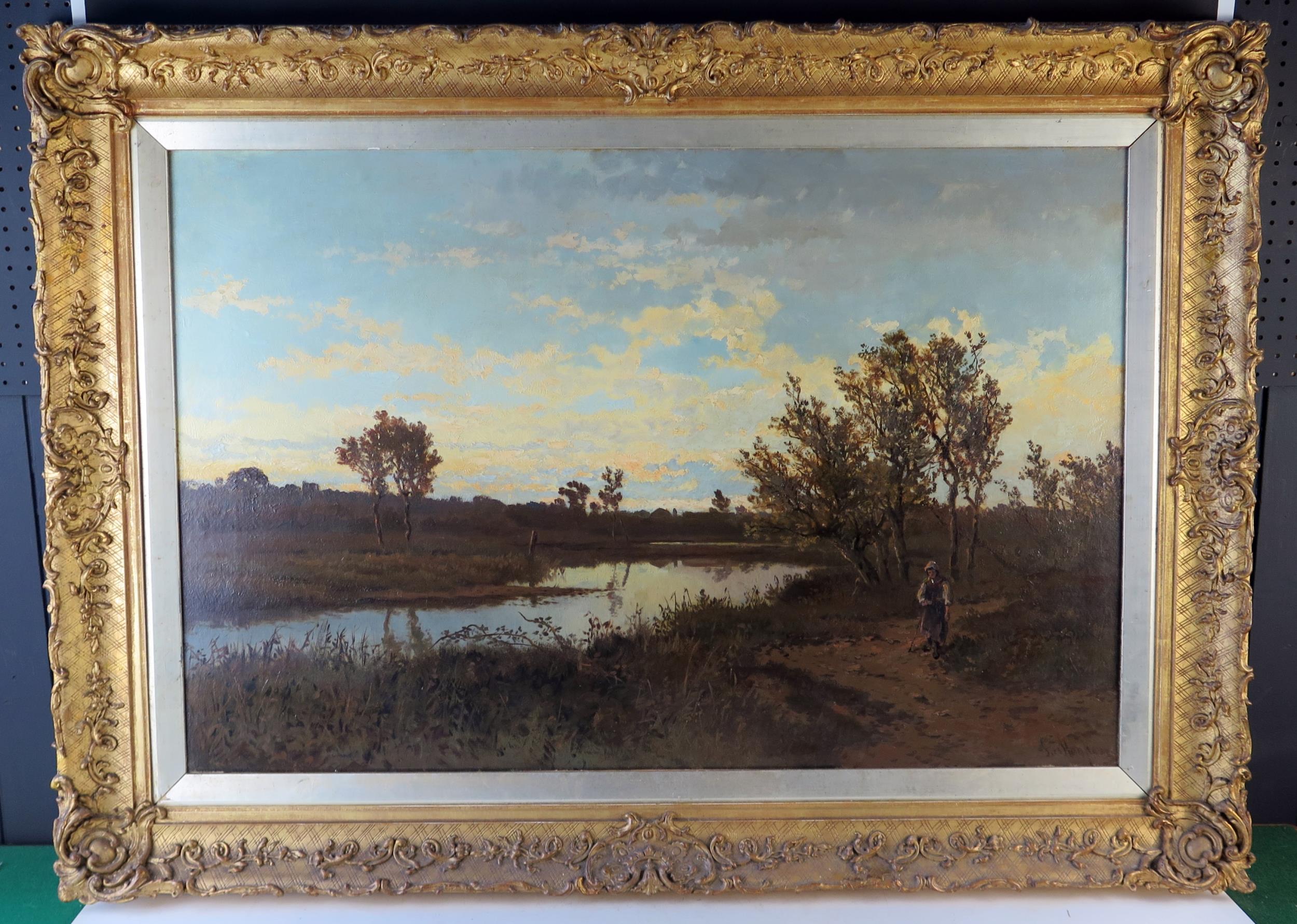 John Horace Hooper (British 1853-1899), Returning Home at Sunset, oil on canvas, 115x83cm
