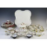 A collection of assorted continental ceramics, including hors d'oeuvres dishes and covers, teapot,