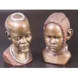 Two Casper Darare Bronze Resin Busts, limited editions, female 49/300 and male dated 1980 129/300