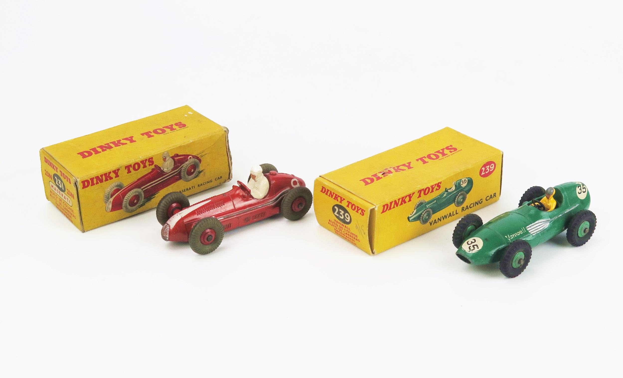 Dinky Racing Car Pair - (1) 23N / 231 Maserati Racing Car - red white flash, RN "9" in white,