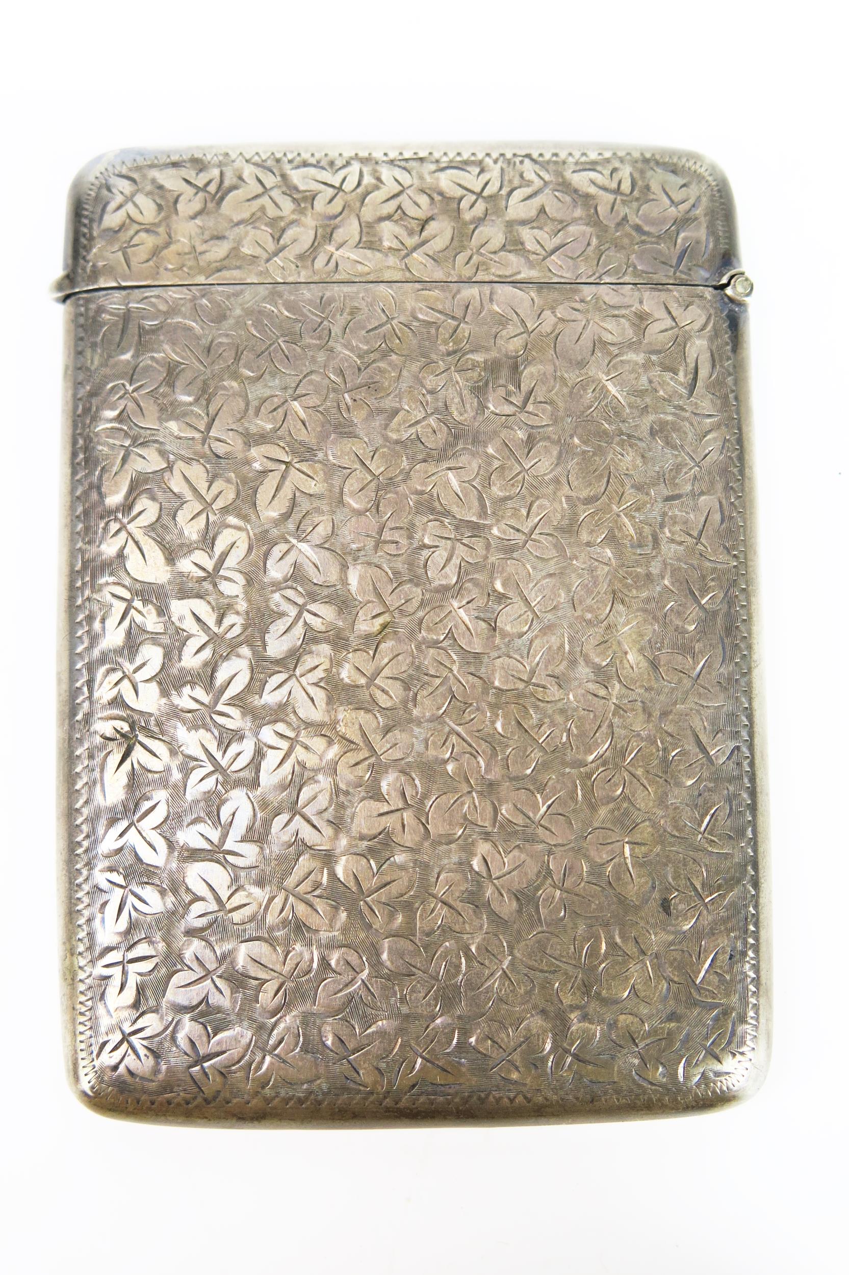 Victorian Silver Card Case with chased leaf decoration, Birmingham 1901, Joseph Gloster Ltd., 77g - Image 2 of 2