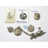 A Group of Silver Medallions, including a St Christopher and chain, four further St Christopher, a