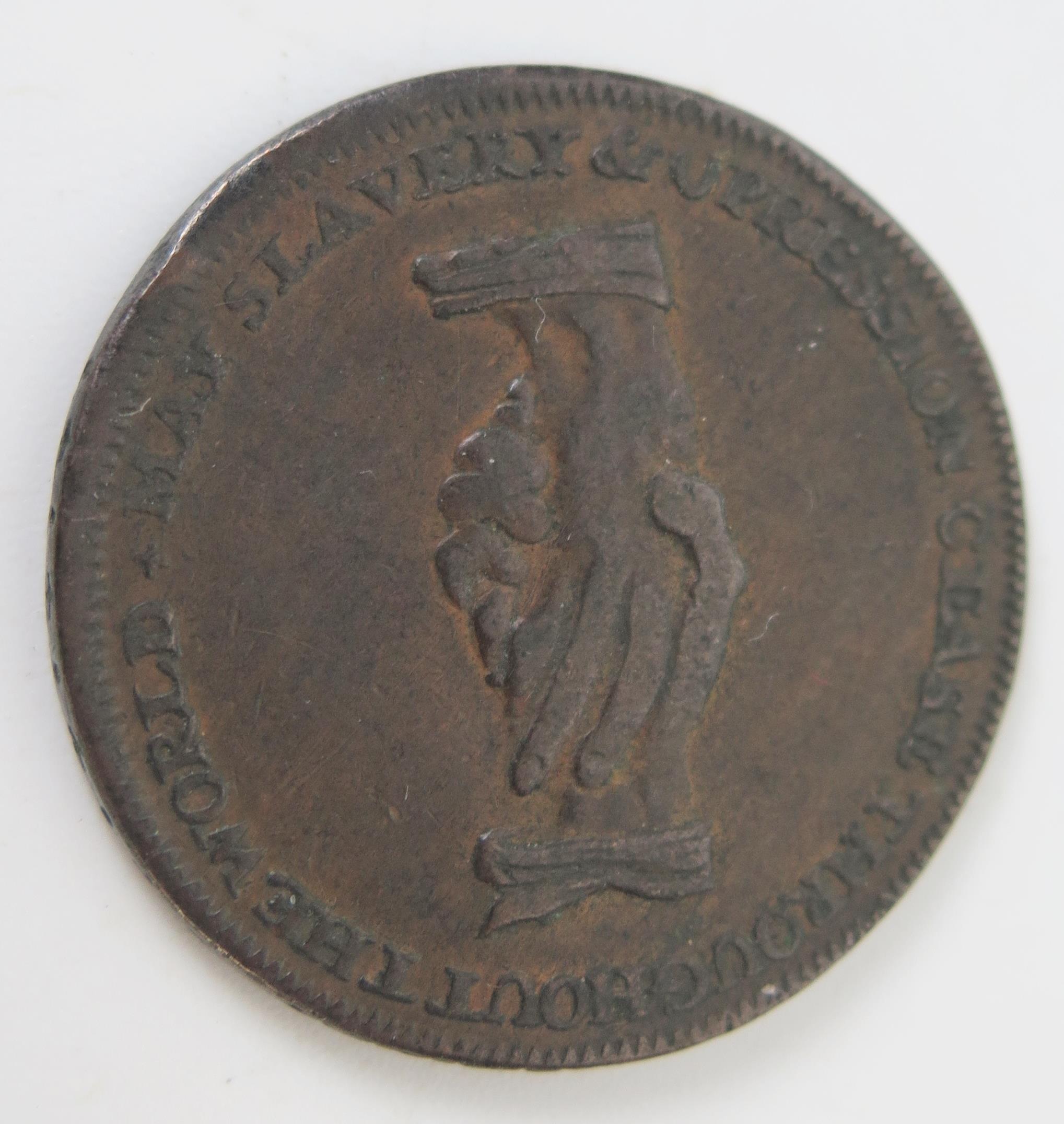 Middlesex, Political + Social Series, Lutwyche’s Anti-slavery halfpenny undated but c.1795. Kneeling - Image 2 of 2