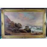 G.H. Jenkins, Figures on a Rocky Shore, oil on canvas, 104x69cm including frame. Sold with receipt