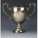 A George V silver twin handled trophy cup, Isle of Ely Coursing Club, maker Adie Brothers,