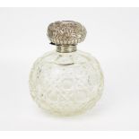 An Edwardian clear glass and silver mounted scent bottle, maker Arthur Pennington, Birmingham, 1904,