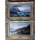 George Henry Jenkins (British 1843-1914), Pair of West Country coastal scenes, Ansteys Cove and