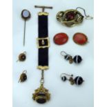 Victorian Triple Faced Swivel Fob set with carnelian, bloodstone and foil backed quartz in an