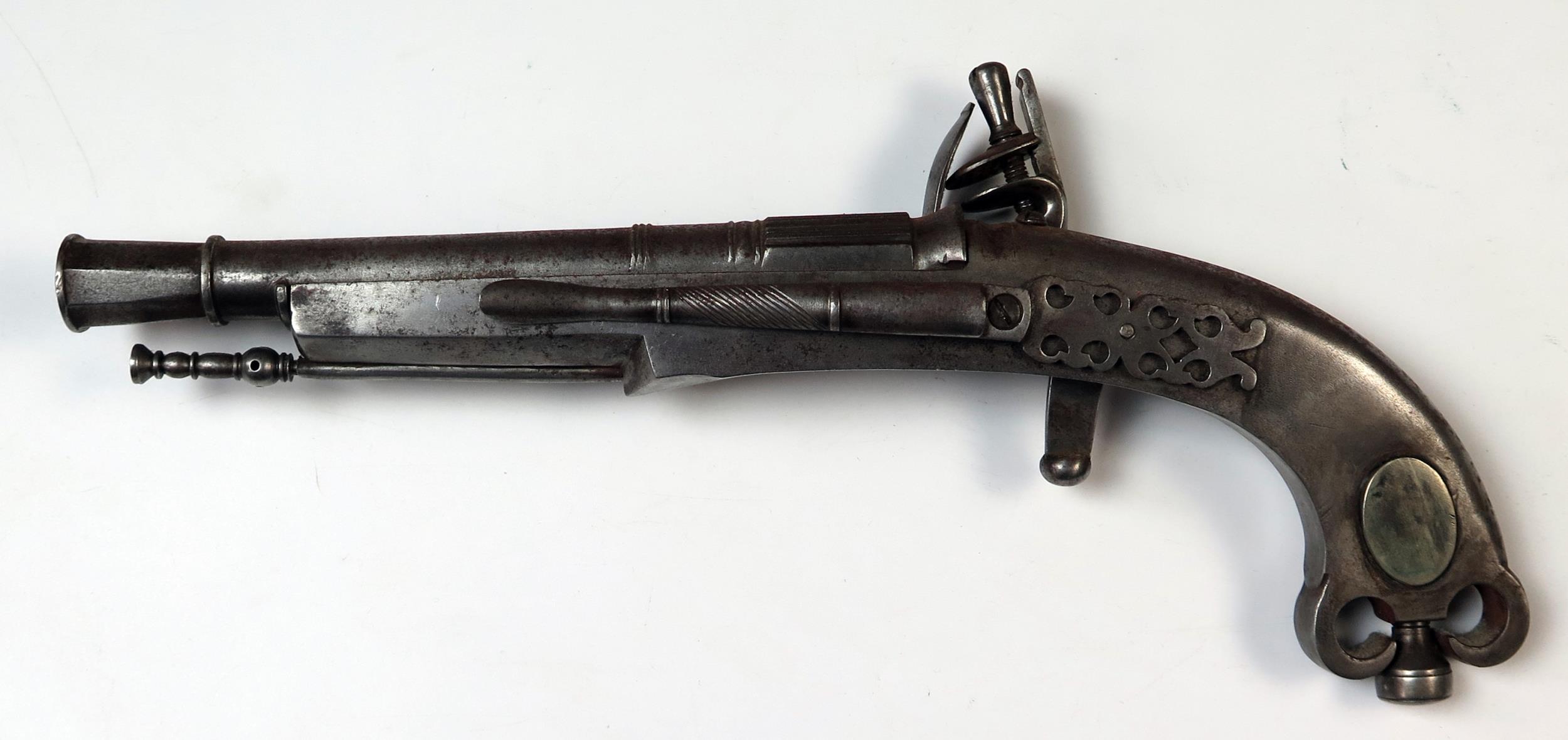 18th Century Style Flintlock Pistol, all steel construction, 7/75" barrel - Image 5 of 6