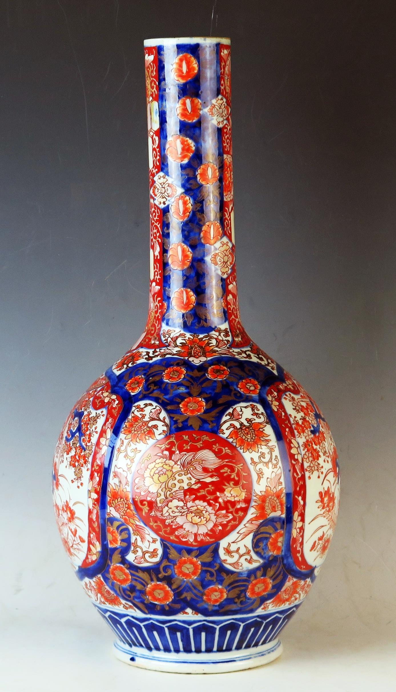 Japanese Meiji Period Imari vase of bottle form, decorated with garden scenes, 51cm 20 1/4inches. - Image 2 of 2