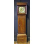 Taylor Oxford, a 19th century oak longcase clock, having a square hood, the trunk with plain panel