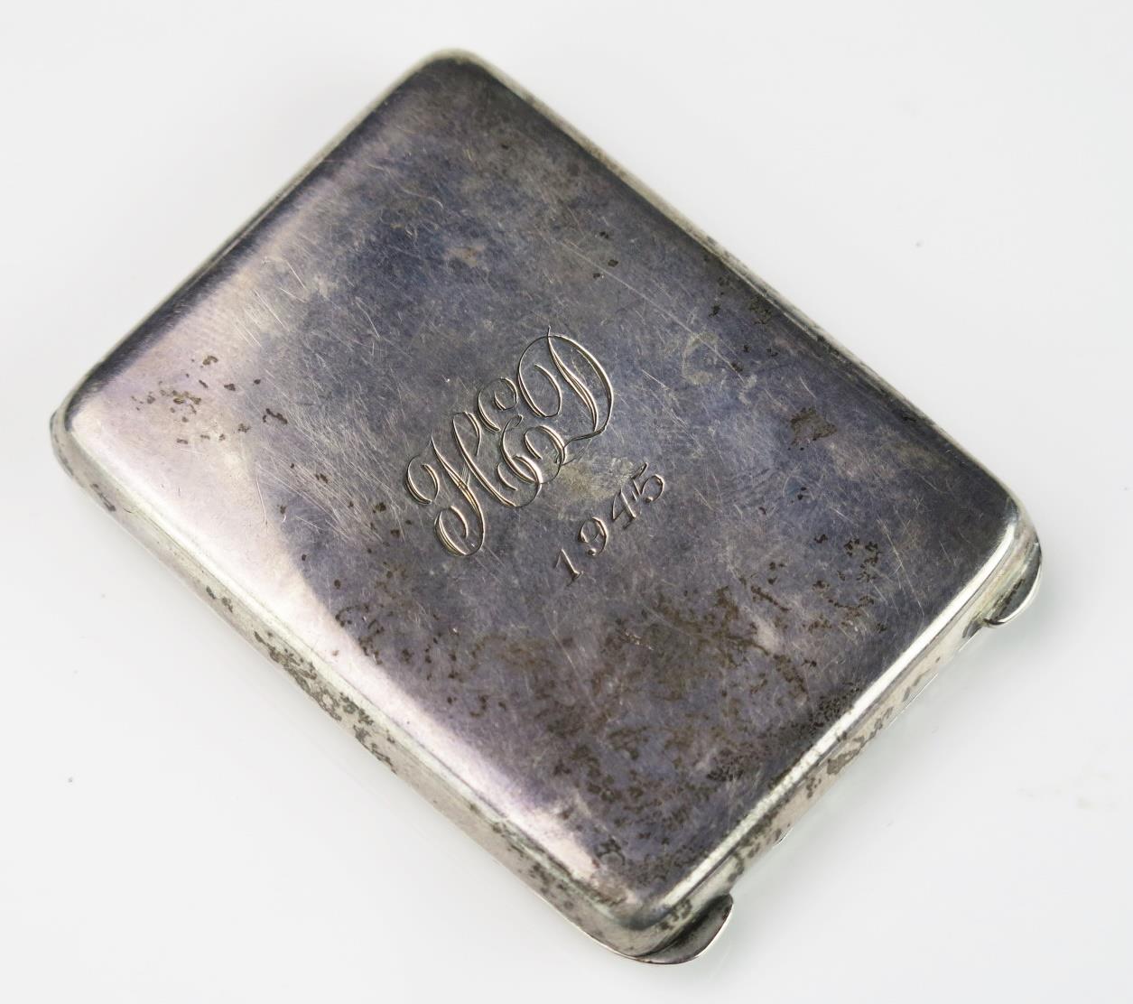 A George V silver match book holder, maker William Base & Sons, Birmingham, 1924, monogrammed, of