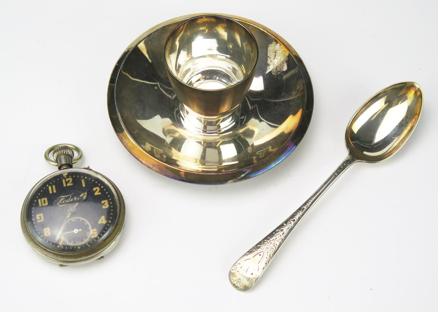 A Federal gent's plated open faced pocket watch, with 4cm Arabic dial, and subsidiary seconds