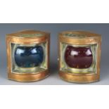 A pair of miniature brass ships lanterns, 'Port' and 'Starboard', each 12 cm high
