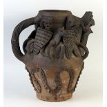 A mid 20th Century Studio Pottery jug, a copy of the Scarborough Ware Knights Jug at Nottingham