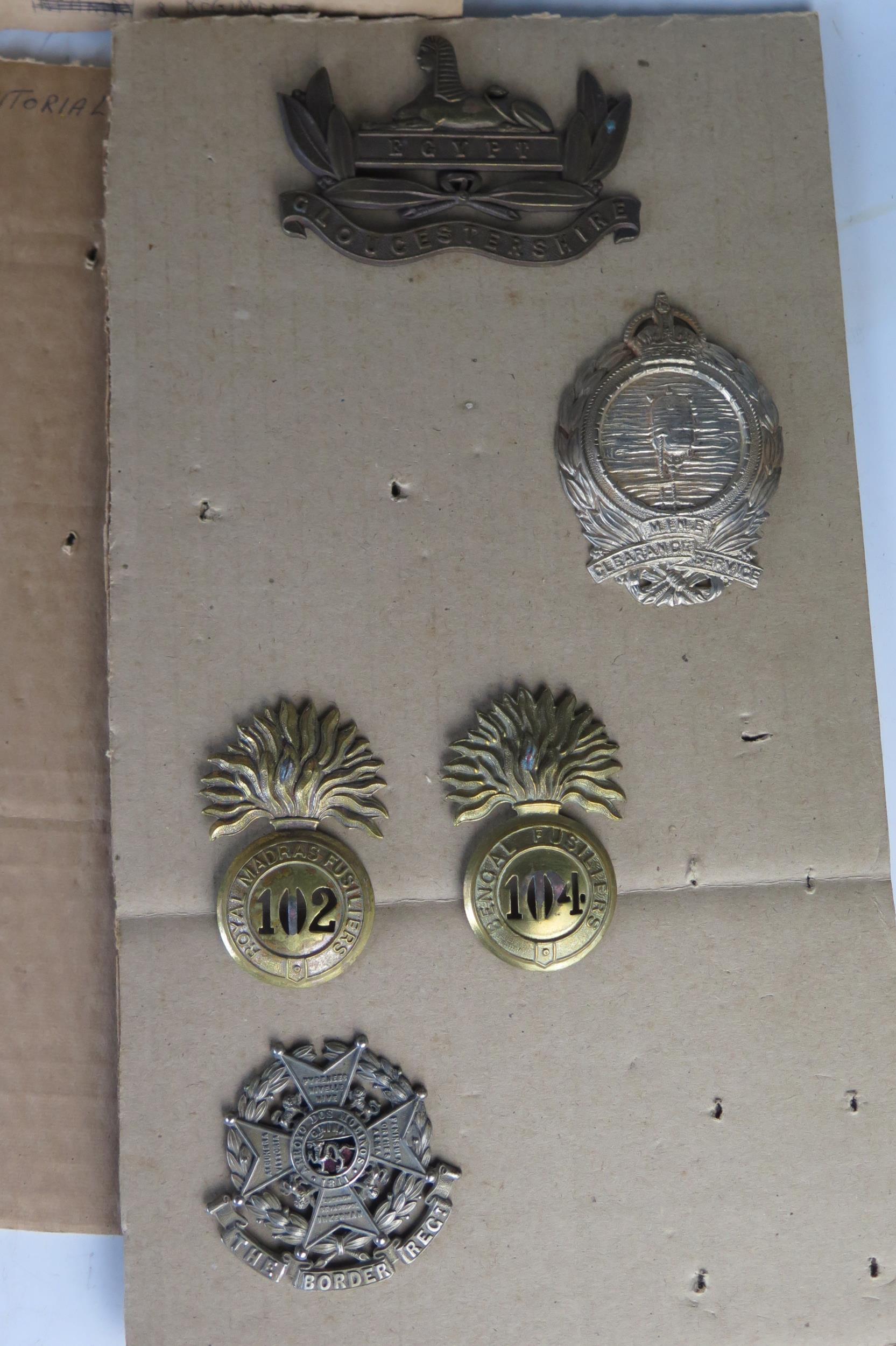 Collection of Military Cap Badges including 102 and 104 Bengal Fusiliers, Mine Clearance Service, - Image 8 of 10