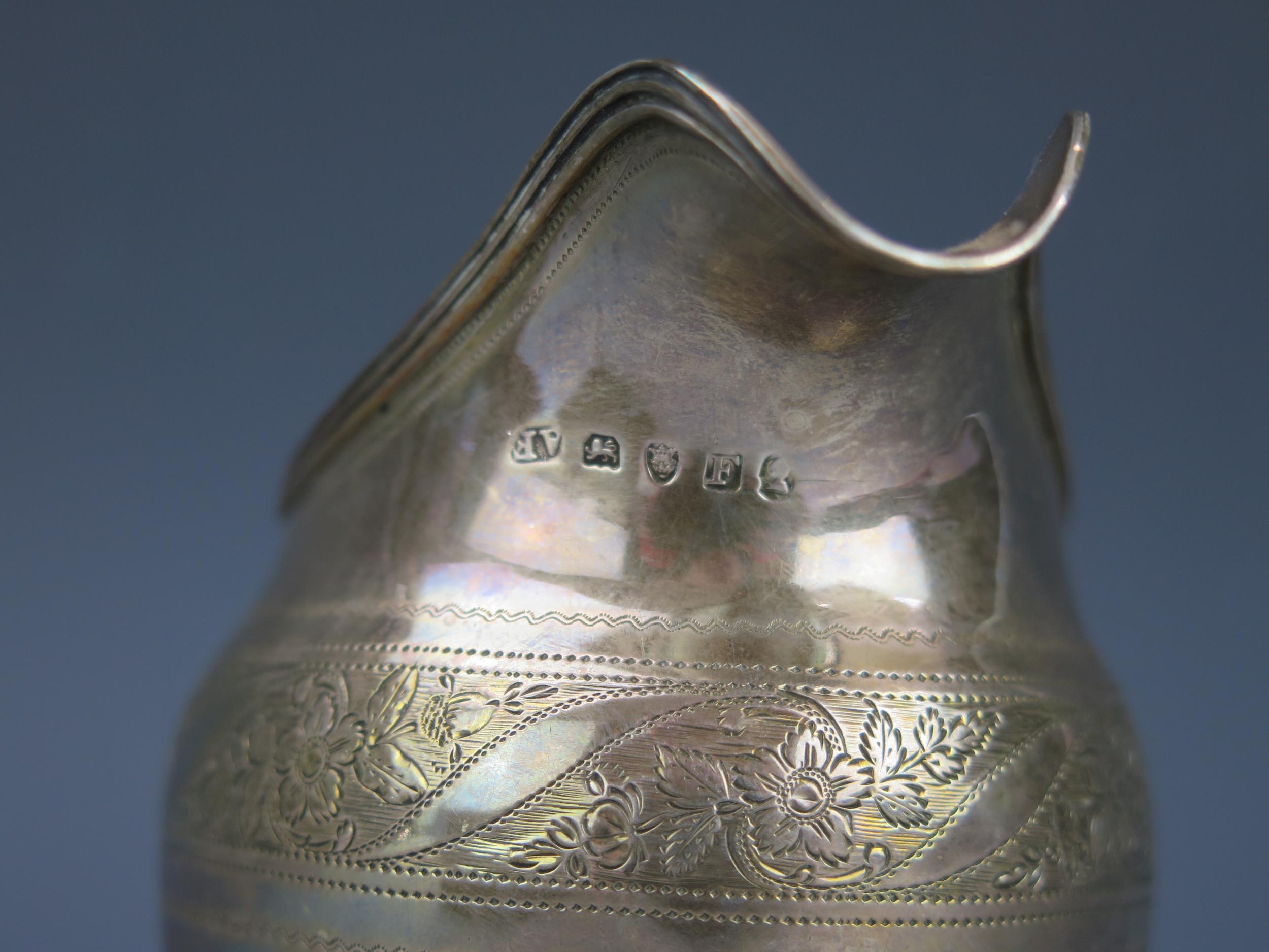 A George III silver cream jug, maker Alexander Field, London, 1801, monogrammed, of barge-shaped - Image 3 of 3