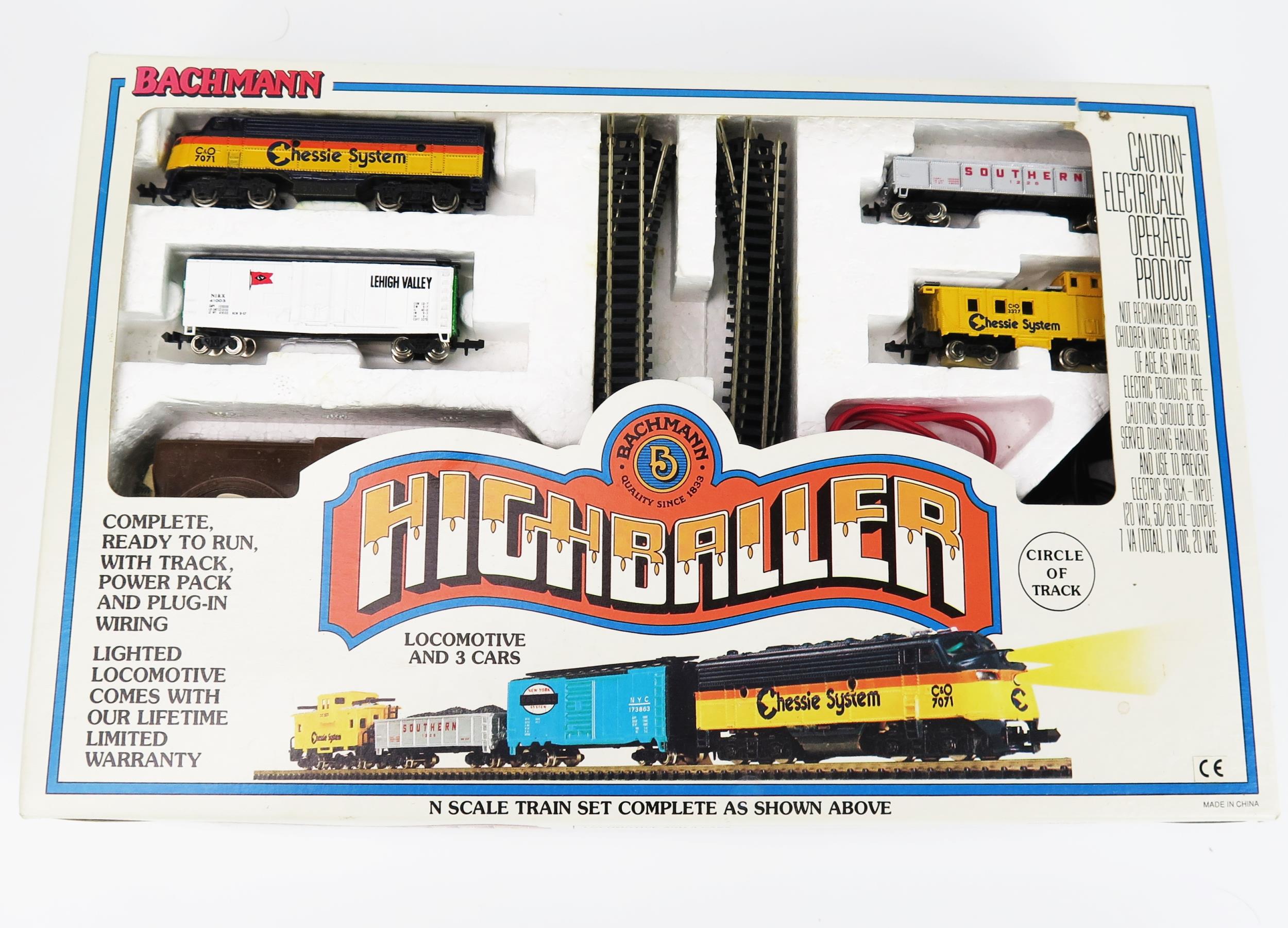 Bachmann N Gauge 24301 Highballer Diesel Freight Train Set "Chessie System" - excellent in box