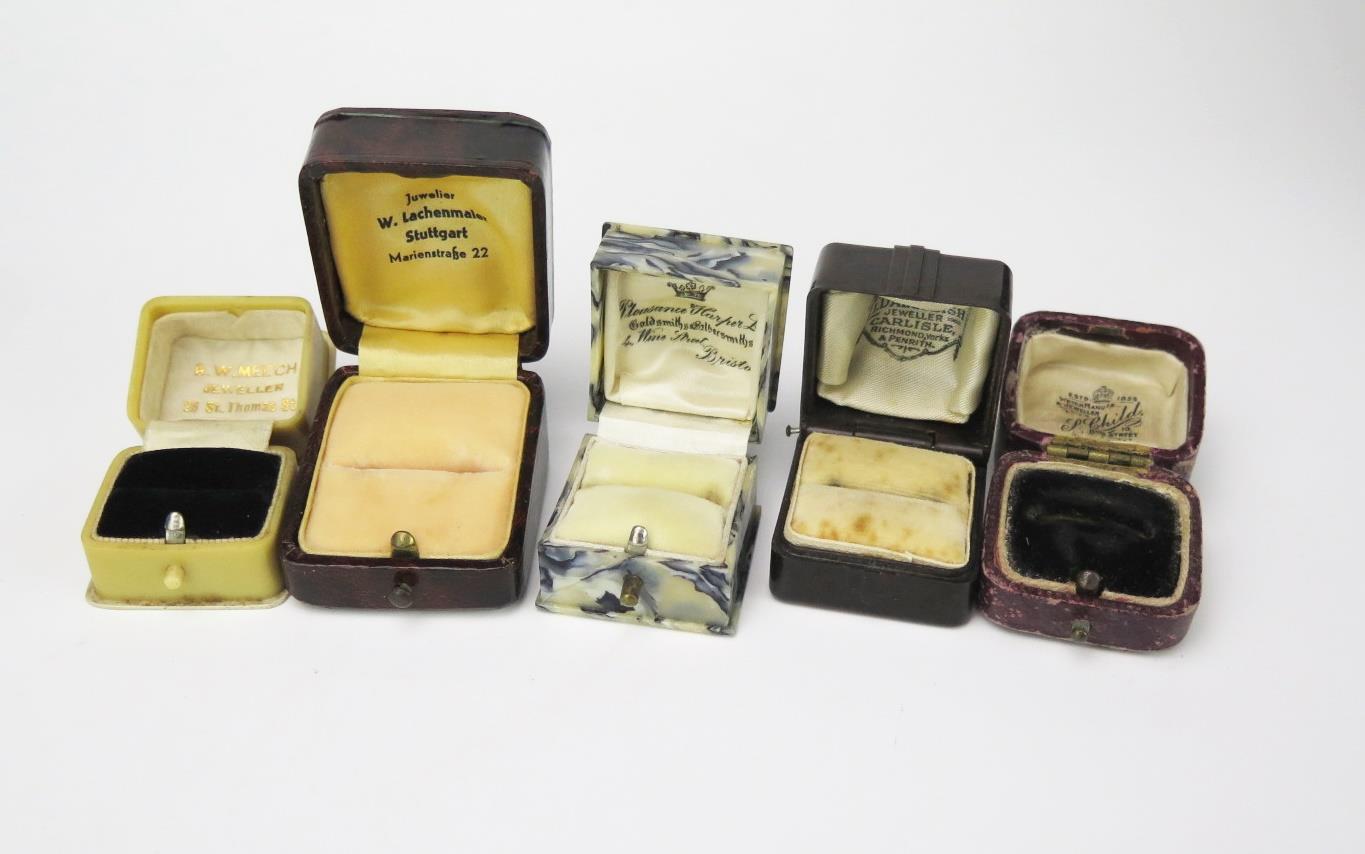 A Collection of Six Art Deco Ring/ Jewellery Boxes, three Bakelite, (6). - Image 2 of 2