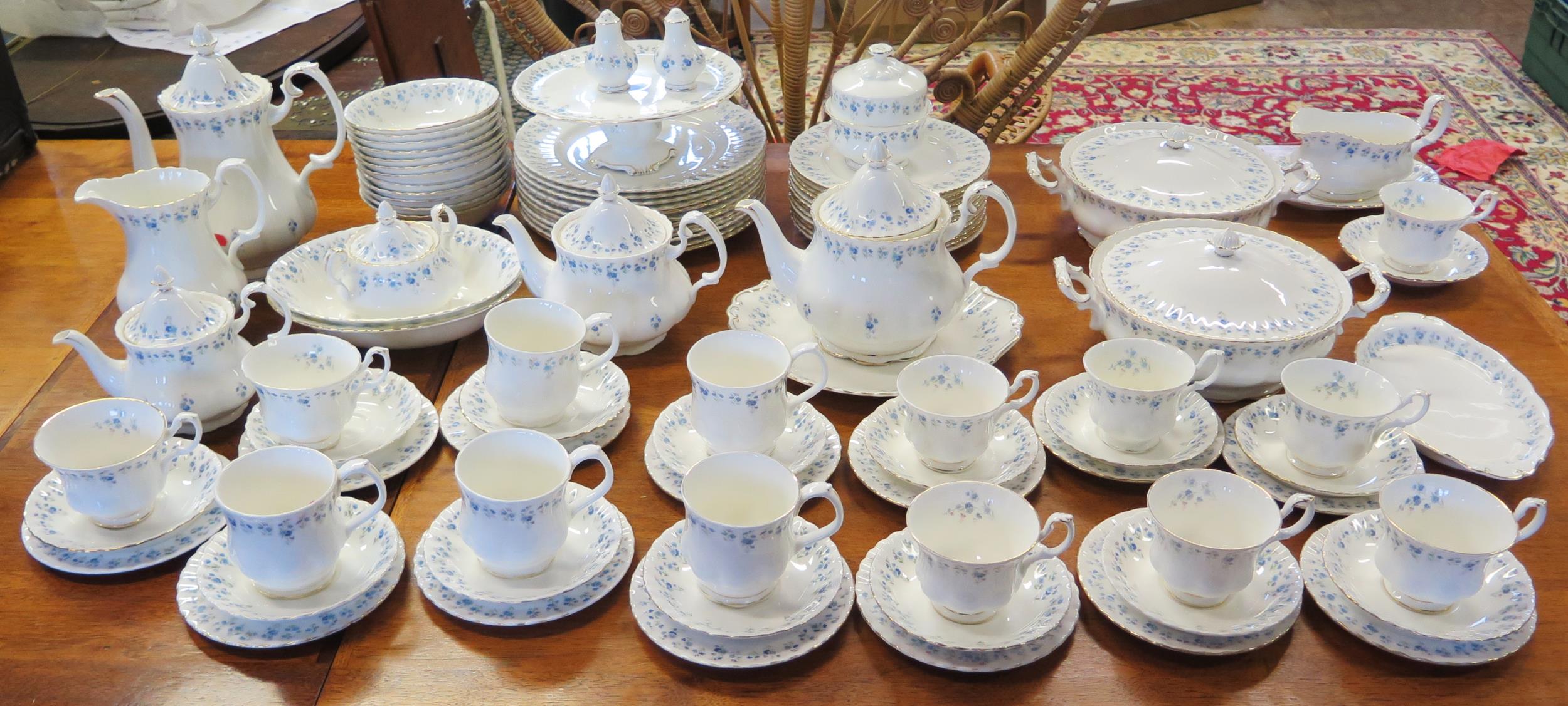 An extensive Royal Albert 'Memory Lane' pattern dinner, tea and coffee service, includes, dinner and