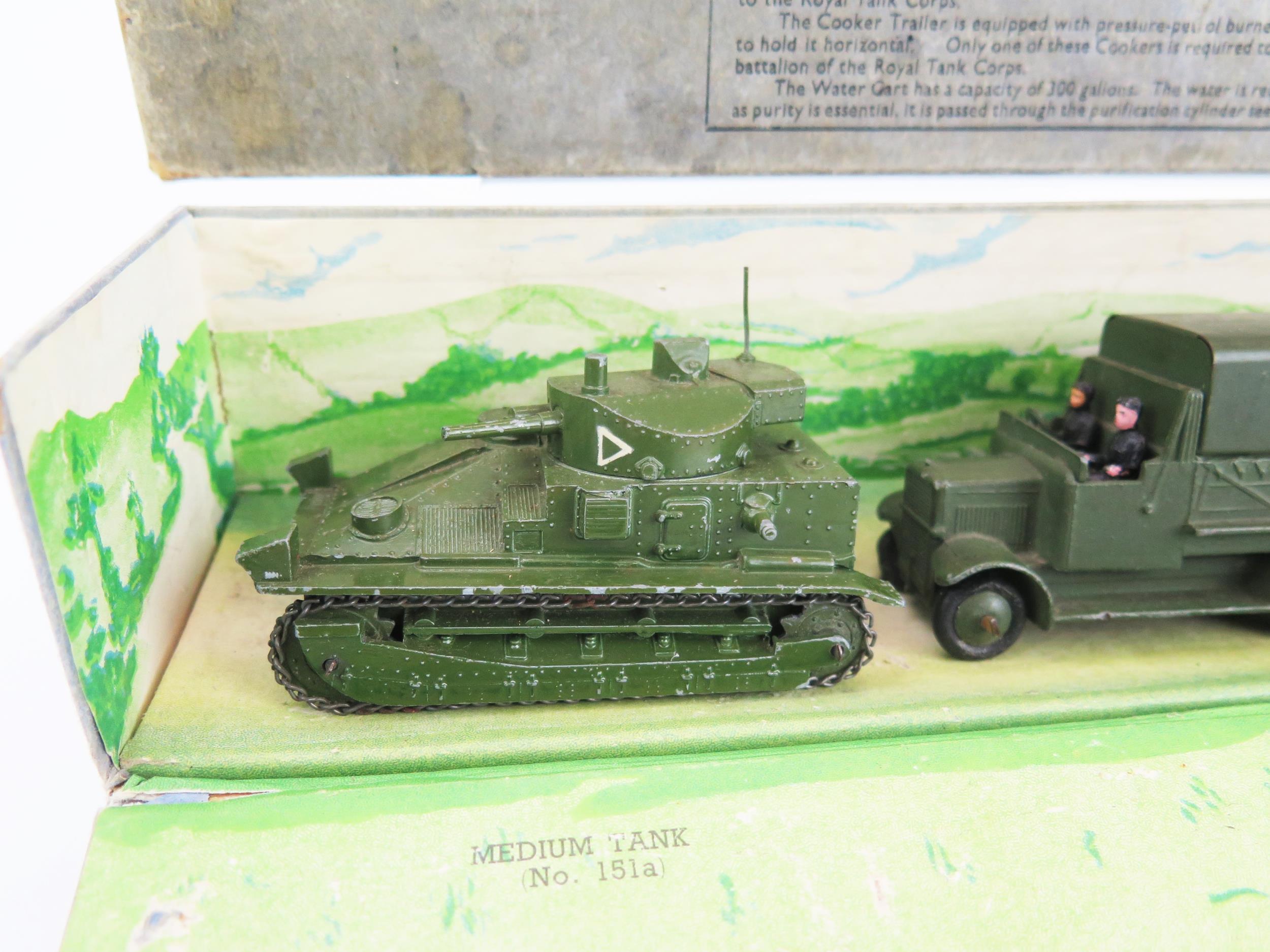 Dinky Pre-War 151 Medium Tank Set to include 151a Medium Tank, 151b 6 Wheeled Covered Wagon, 151c - Image 2 of 6