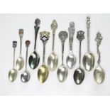 A collection of English and continental silver commemorative and souvenir spoons, various makers and
