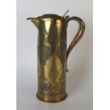 WWII 1916 3.5" Brass Trench Art Shell Case Jug with Islamic silver and copper inlay decoration, base