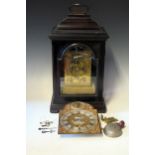 Thomas Bray, London, a mid 18th century ebonised bracket clock, the case with inverted bell top
