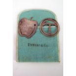 Two Tiffany and Co. Sterling Silver Bookmarks one of apple form and the other with the initial T and