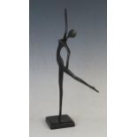 Modern Bronze in an elongated ballerina pose in the style of Alberto Giacometti, 32cm high