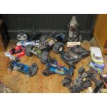 Group of Remote Control Cars including Kyosho, Electronix and parts