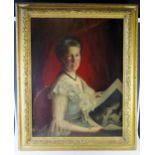 Formal Half Length Portrait of a Lady, oil on canvas, 113x93cm in a heavy gilt gesso frame