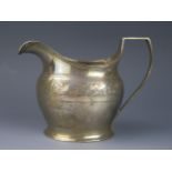 A George III silver cream jug, maker Alexander Field, London, 1801, monogrammed, of barge-shaped