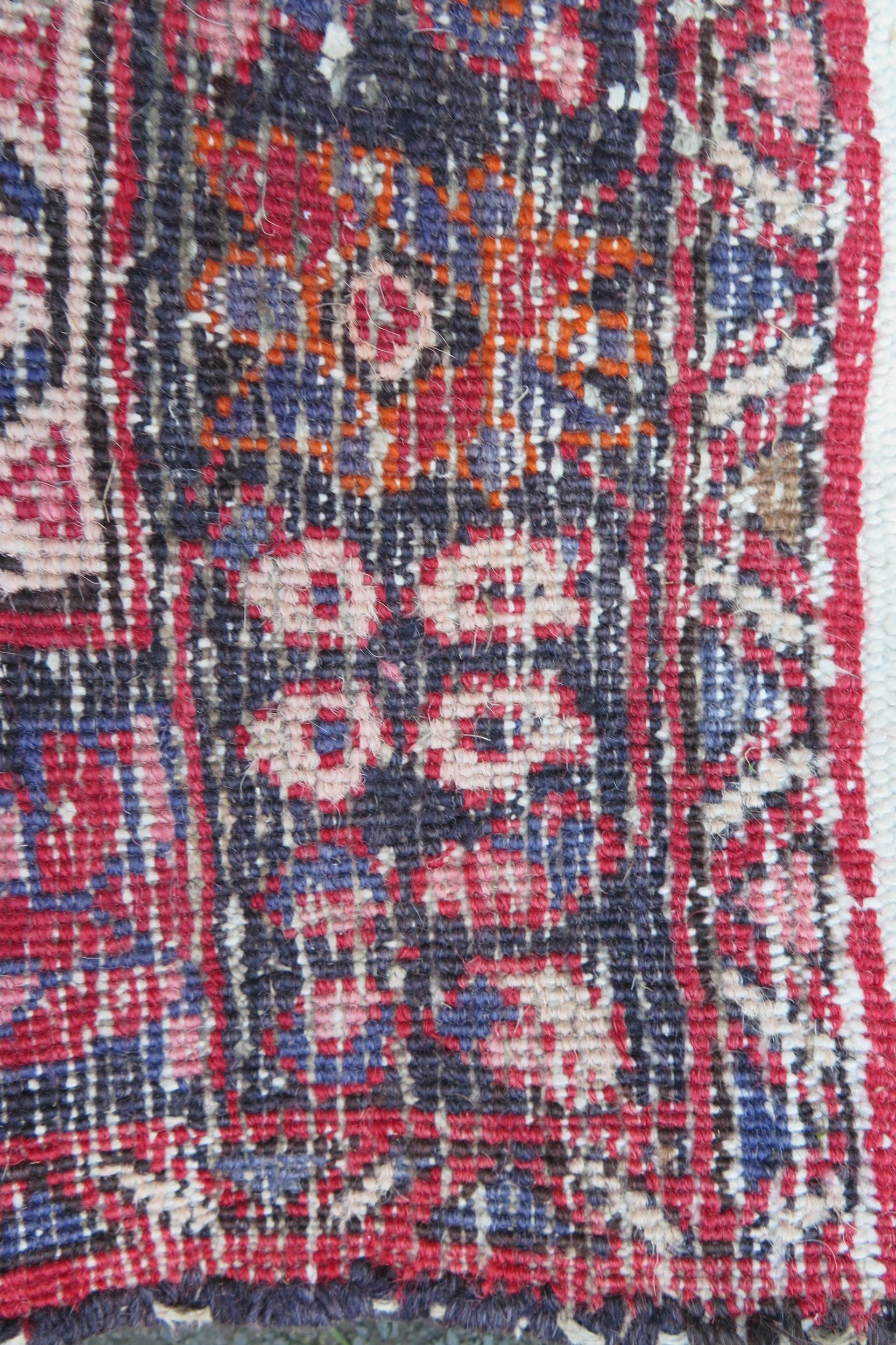 A large 20th Century Turkish Runner, wool carpet, geometric diamond lozenges, red ground, pyramid - Image 5 of 7