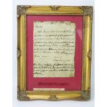 "A Prophecy by John Churchill 1st Duke of Marlborough" _ framed letter dated Sept. 11th 1709 and