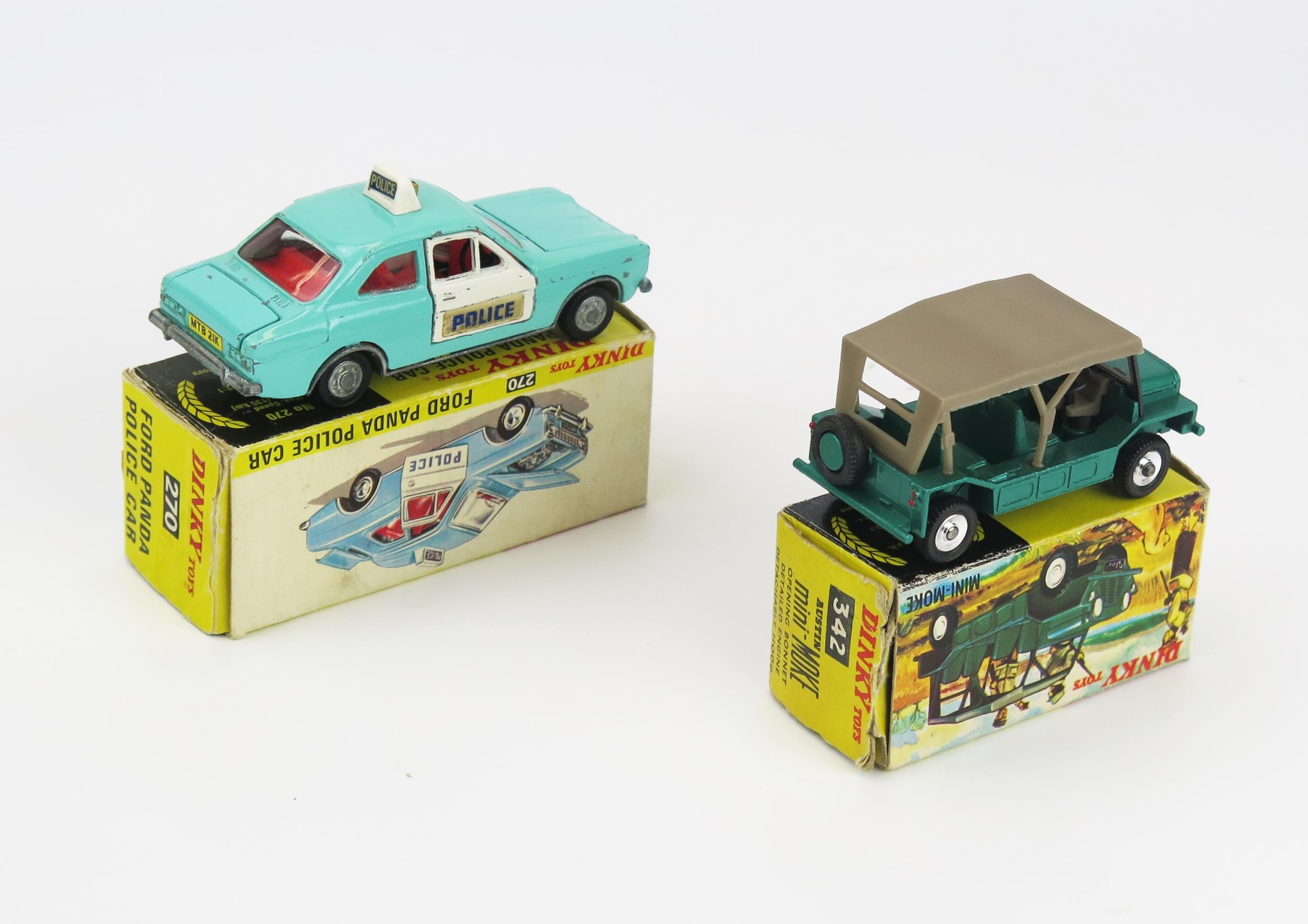 Dinky Pair - (1) 270 Ford Panda Police Car - turqoise, white doors, cast hubs, (2) Austin Mini - Image 2 of 2