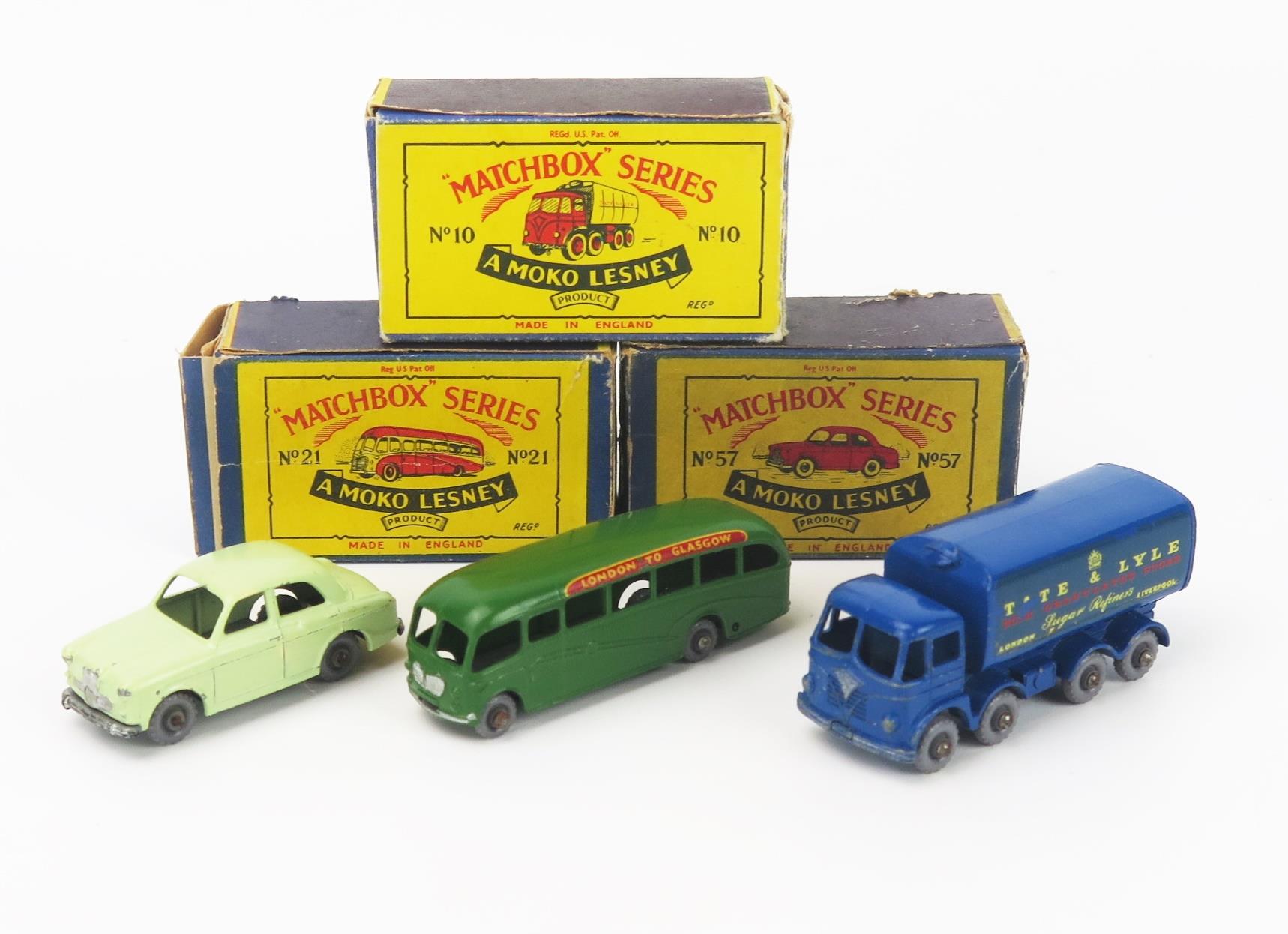 Matchbox Regular Wheels trio - all with grey plastic wheels (1) 10a Foden Sugar Container with crown